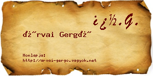 Árvai Gergő névjegykártya